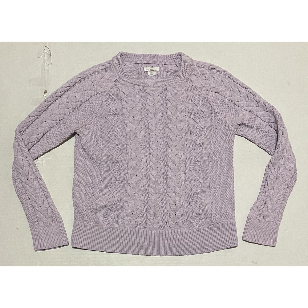 LL Bean Women's Signature Cable Knit Sweater Light Purple Size Small Heavyweight